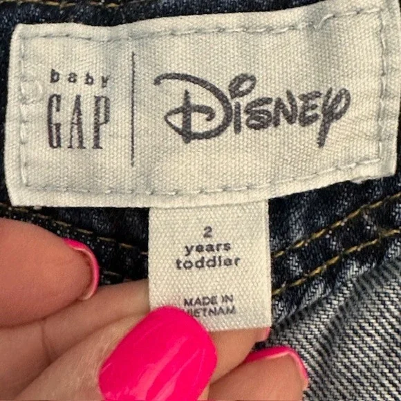 Baby Gap Disney Minnie Mouse Denim Overalls Ruffle Straps Blue Toddler 2T - Picture 6 of 10